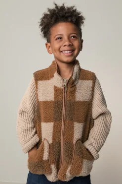 MarMar Copenhagen Fleece & Teddy>Joby, Teddybear Vest Chunky Hazel Check