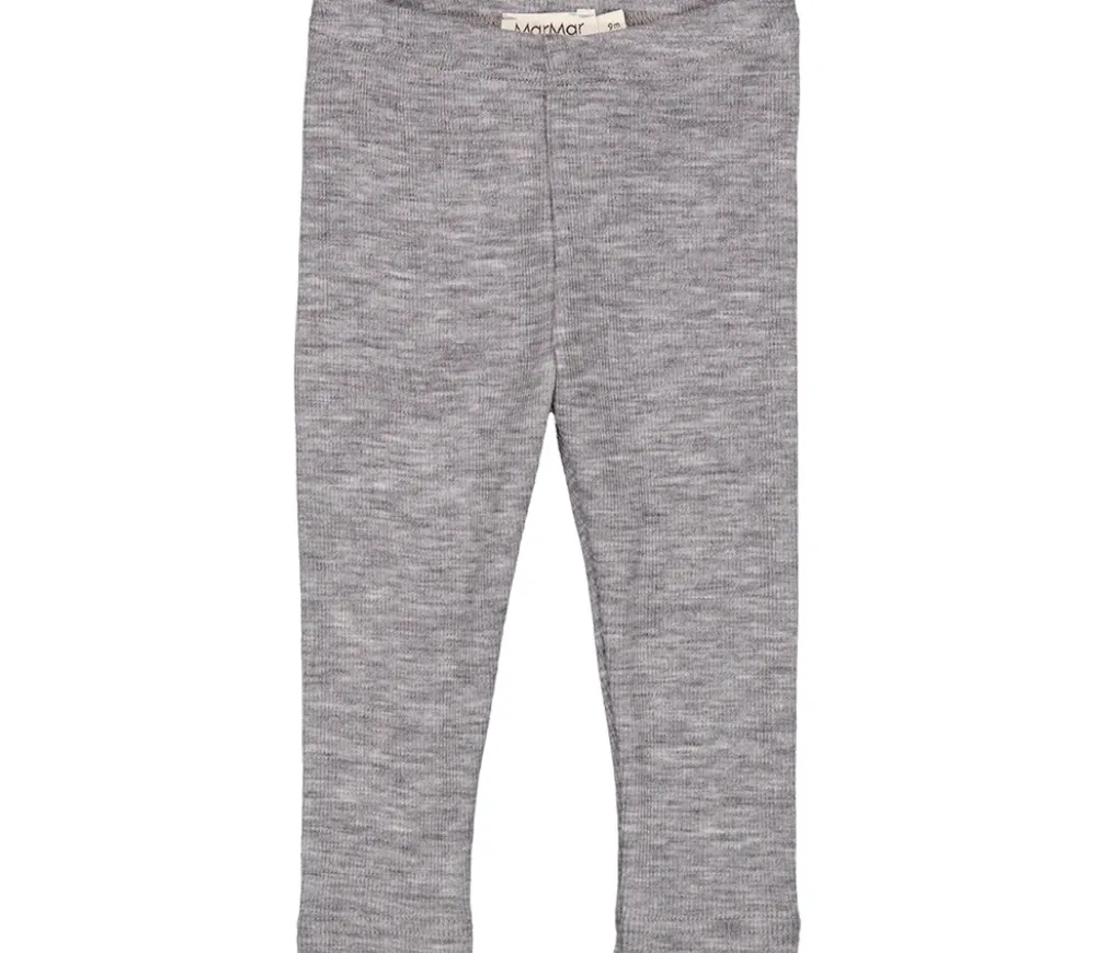MarMar Copenhagen Bukser>Leg, Uld Rib Leggings Grey Melange