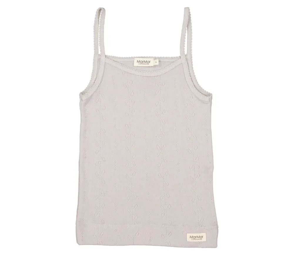 MarMar Copenhagen Uld>Strap Vest, Uld Pointelle Undertroje Soft Dove