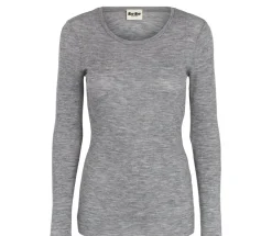 MarMar Copenhagen Uld>Tamra W, Uld Rib Bluse Grey Melange