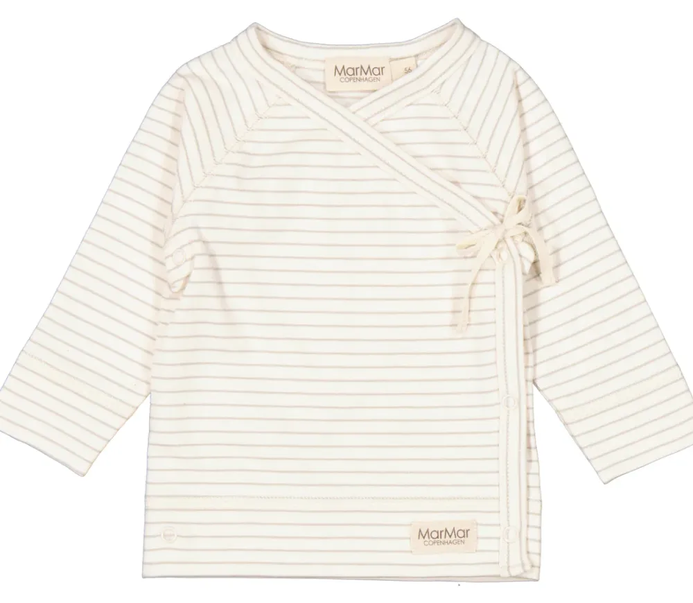 MarMar Copenhagen Bluser>Tut Wrap Ls, Bluse White Sage Stripe